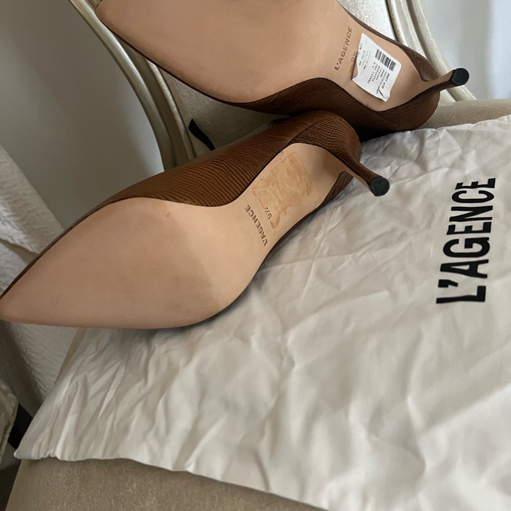 L'AGENCE Brown Croc-Embossed Heeled Boots - Picture 8 of 10